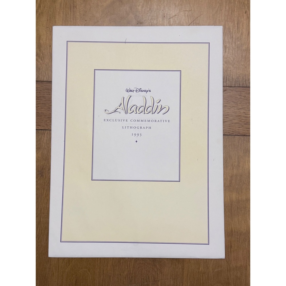 Disney Aladdin Exclusive Commemorative Lithograph 1993 Jasmine Disney Store Art